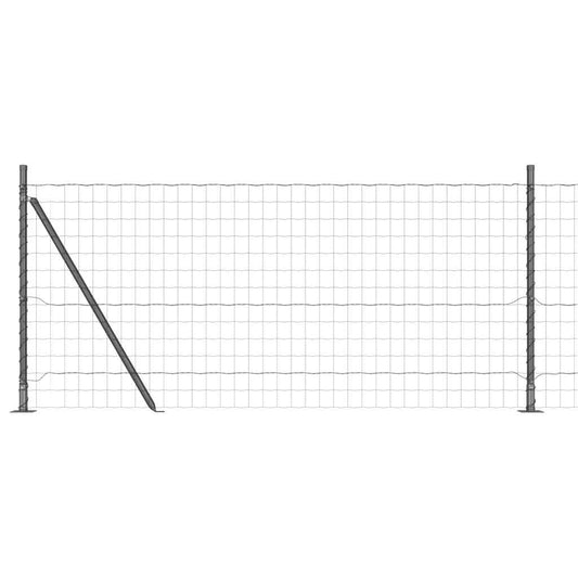 Zaun mit Pfosten Grau 1 x 10 m Stahl