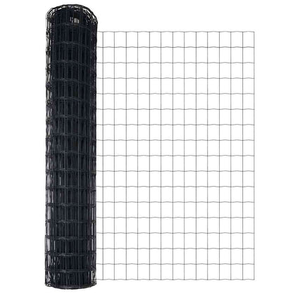 Zaun mit Pfosten Grau 1 x 10 m Stahl