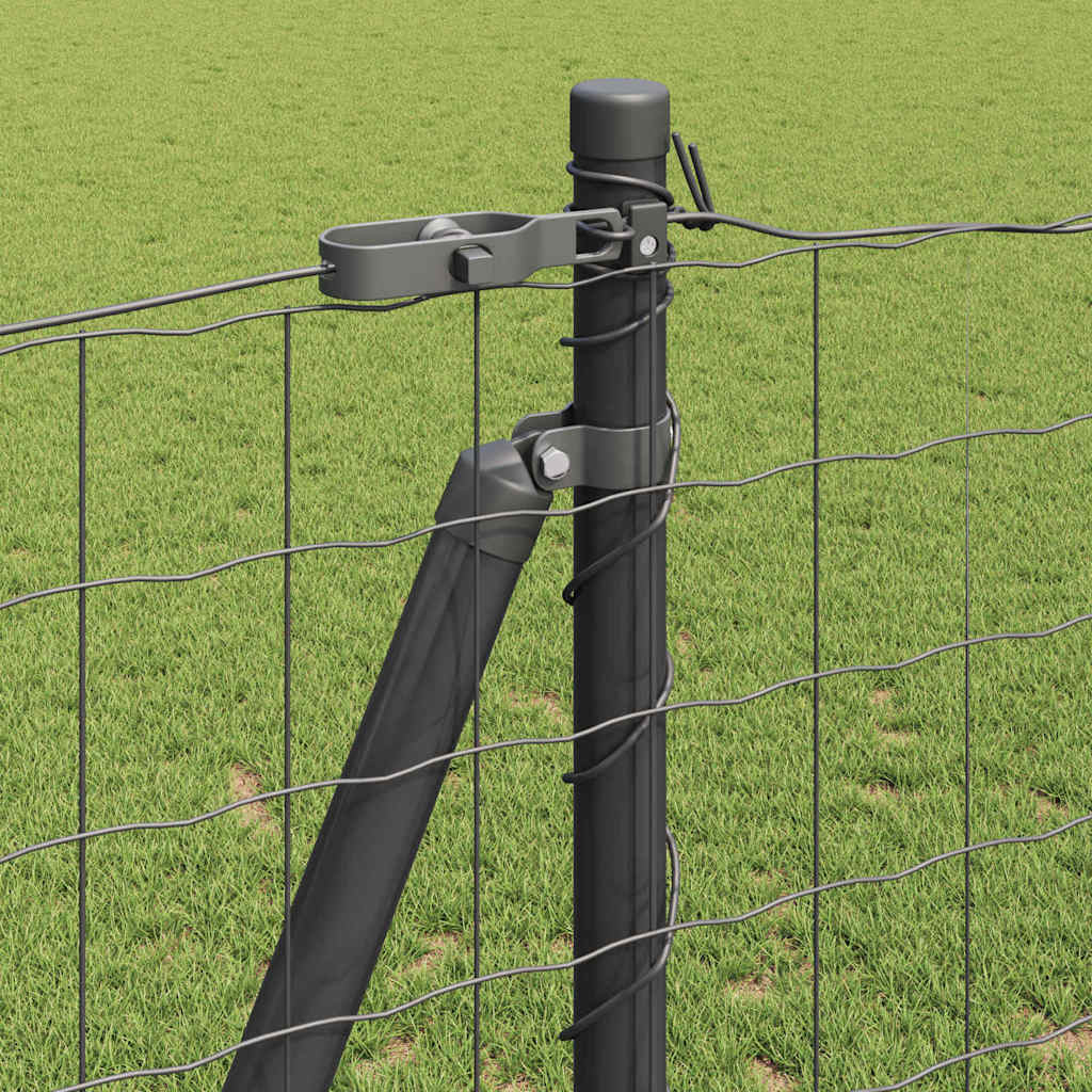 Zaun mit Pfosten Grau 1,2 x 10 m Stahl