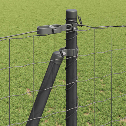 Zaun mit Pfosten Grau 1,2 x 10 m Stahl