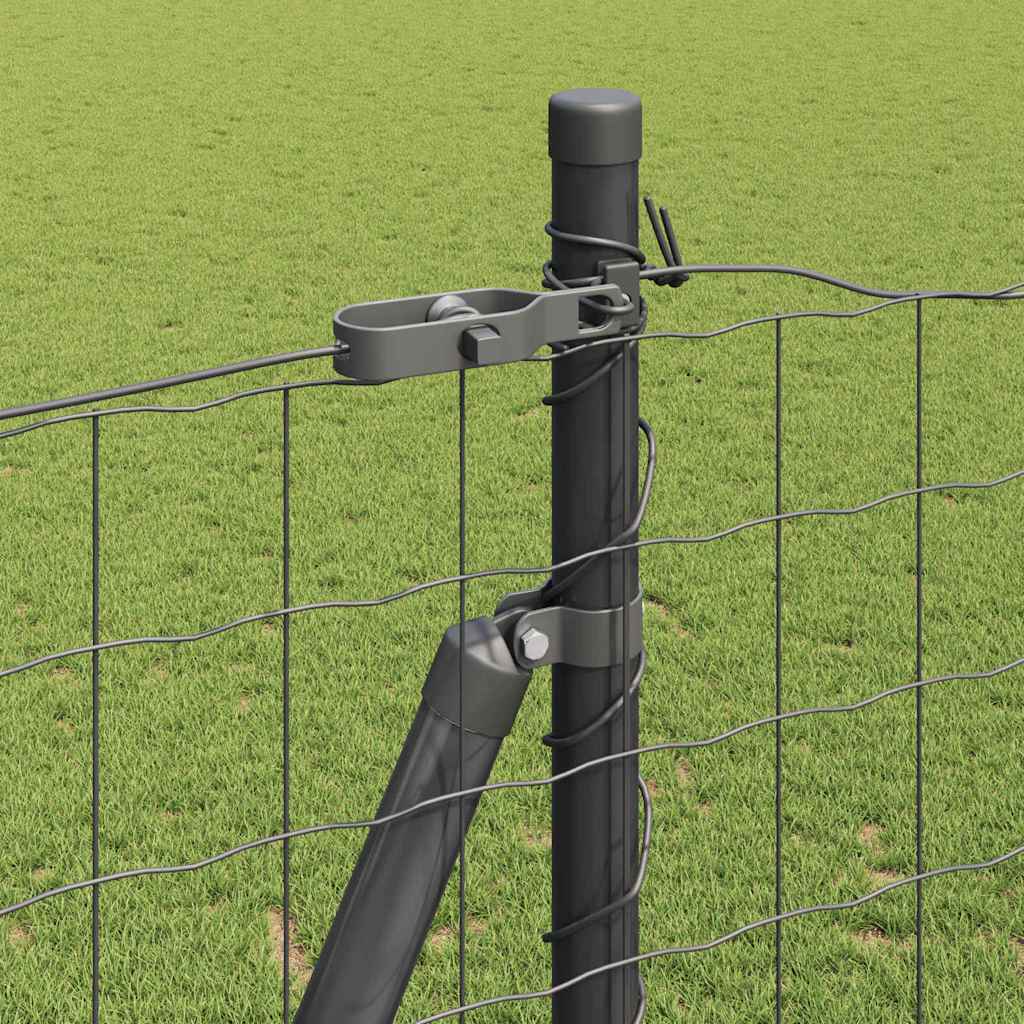 Zaun mit Pfosten Grau 1,5 x 10 m Stahl