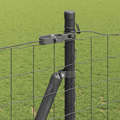 Zaun mit Pfosten Grau 1,6 x 10 m Stahl