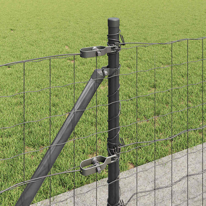 Zaun mit Pfosten Grau 0,6 x 25 m Stahl