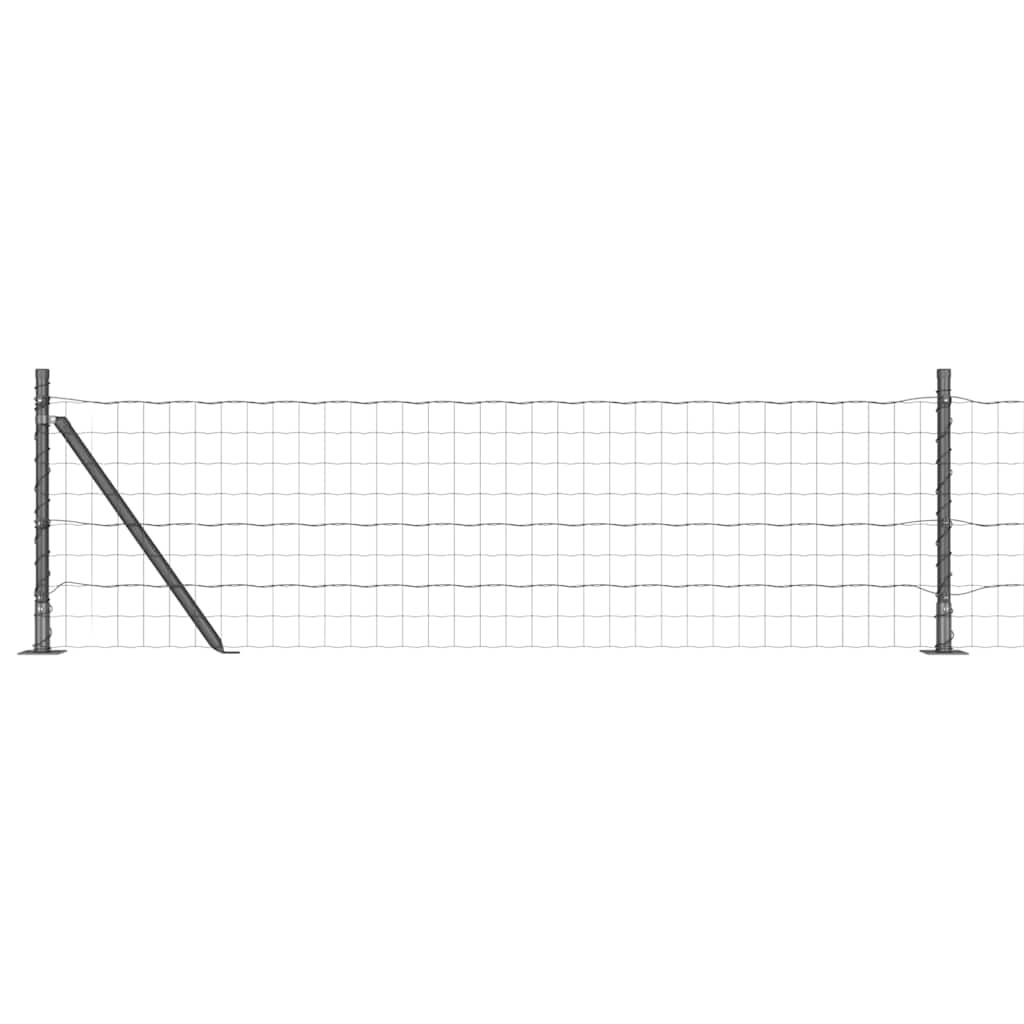 Zaun mit Pfosten Grau 0,6 x 25 m Stahl