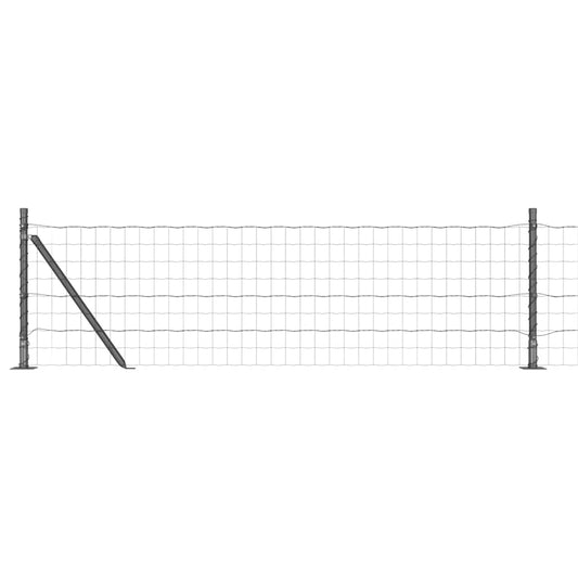 Zaun mit Pfosten Grau 0.6 x 50 m Stahl