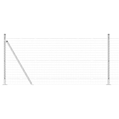 Zaun mit Pfosten Silber 1 x 10 m Stahl