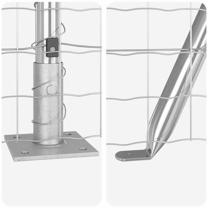 Zaun mit Pfosten Silber 1.2 x 10 m Stahl