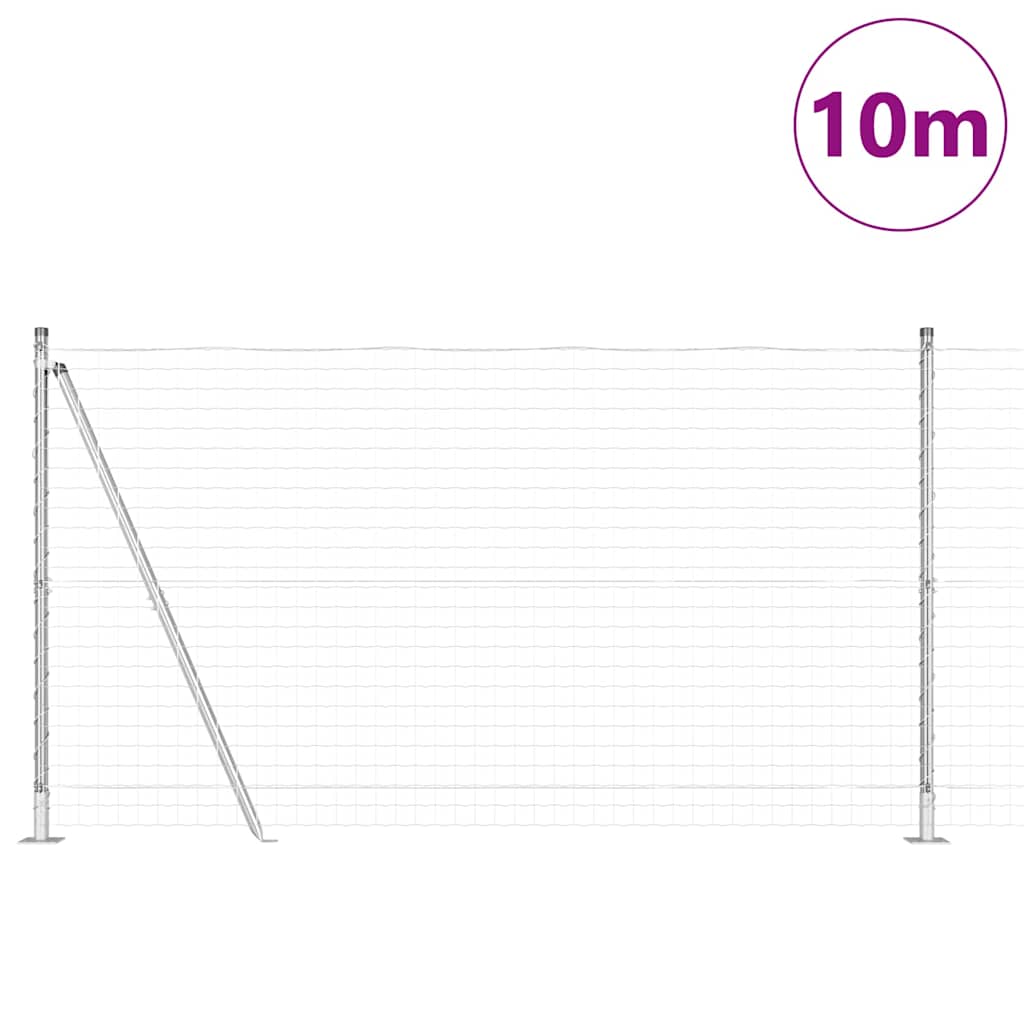 Zaun mit Pfosten Silber 1.2 x 10 m Stahl