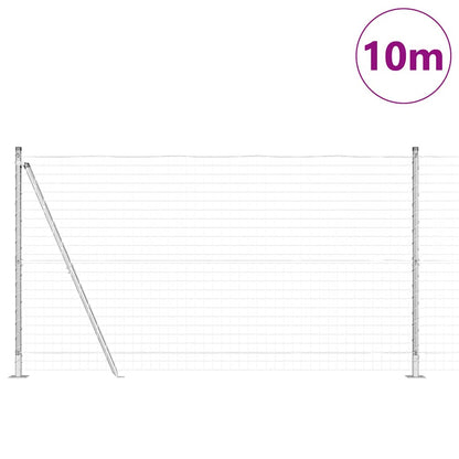 Zaun mit Pfosten Silber 1,2 x 10 m Stahl