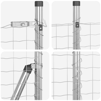 Zaun mit Pfosten Silber 1.4 x 10 m Stahl