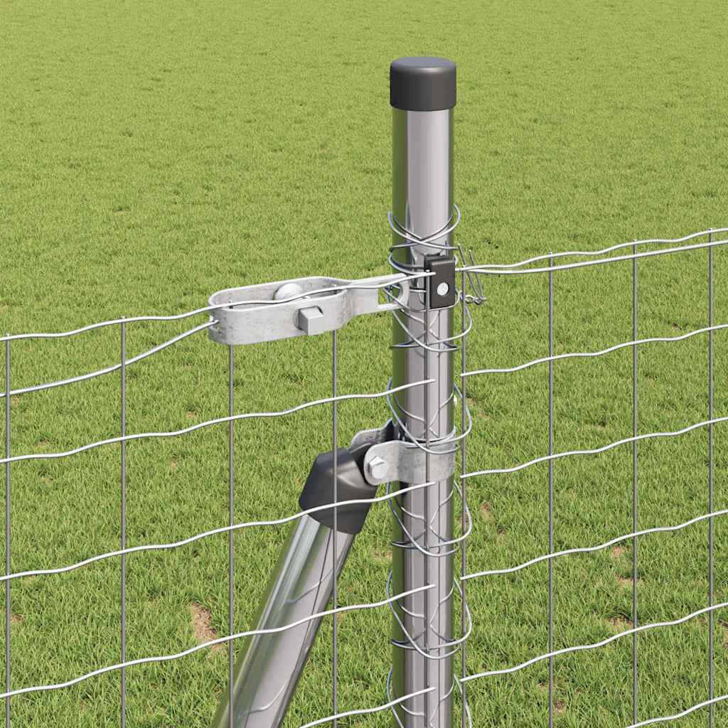 Zaun mit Pfosten Silber 1,4 x 10 m Stahl