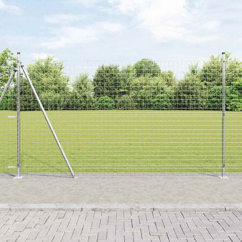 Zaun mit Pfosten Silber 1.4 x 10 m Stahl