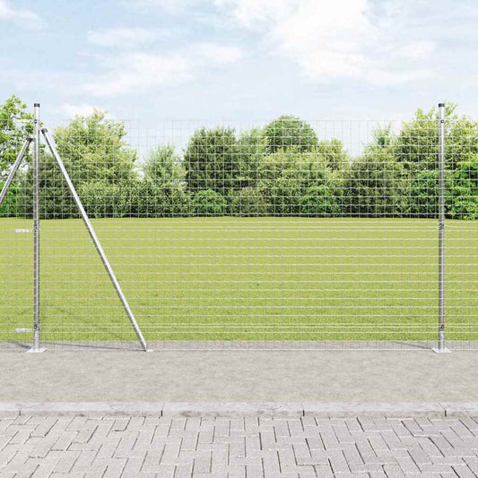 Zaun mit Pfosten Silber 1.4 x 10 m Stahl