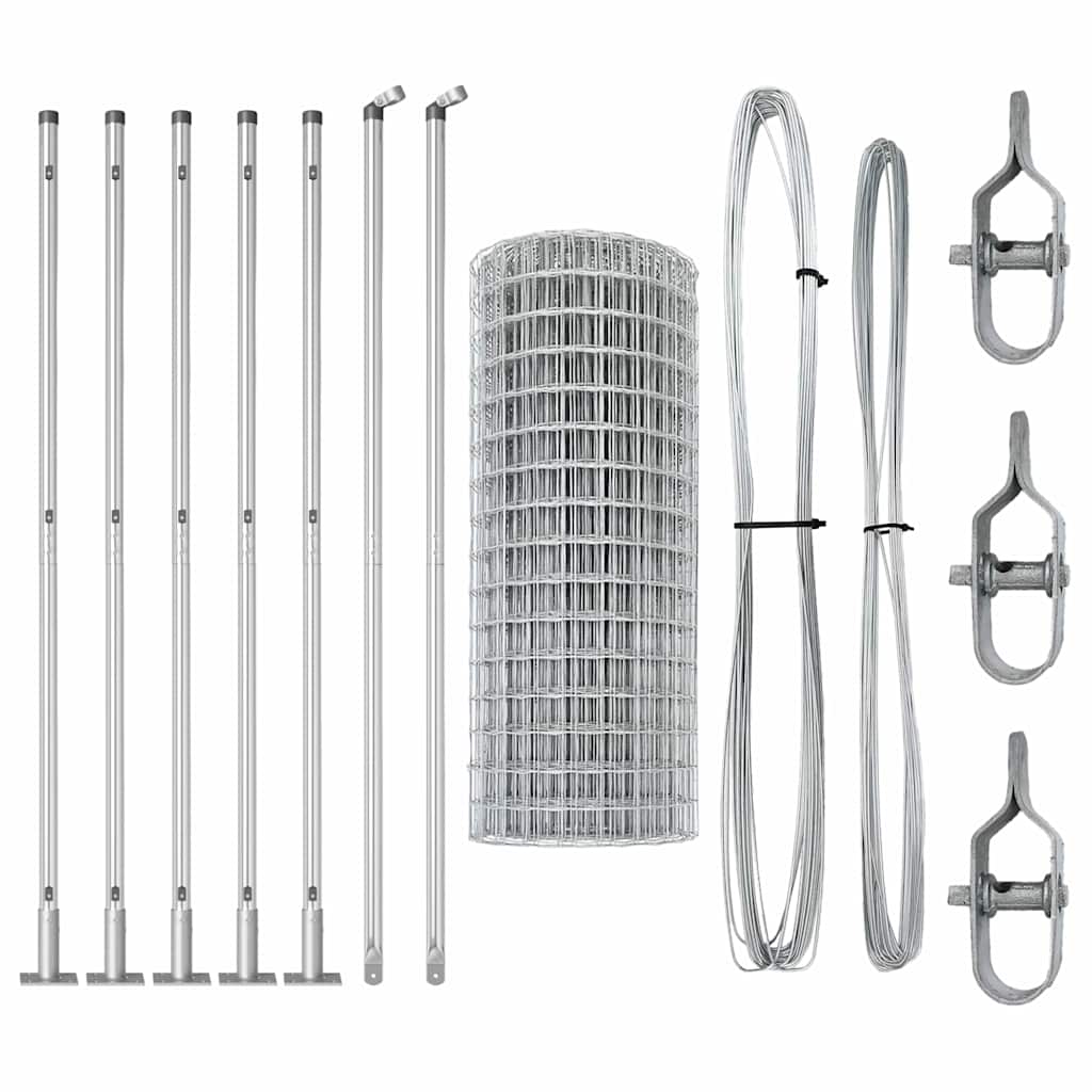 Zaun mit Pfosten Silber 1,4 x 10 m Stahl
