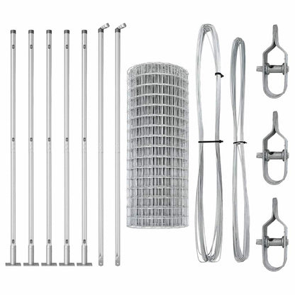 Zaun mit Pfosten Silber 1,4 x 10 m Stahl