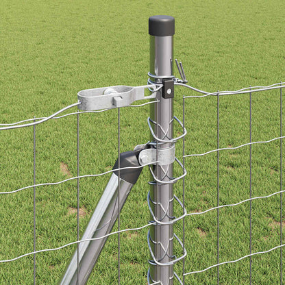 Zaun mit Pfosten Silber 1 x 10 m Stahl