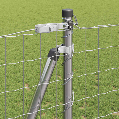 Zaun mit Pfosten Silber 1,2 x 10 m Stahl