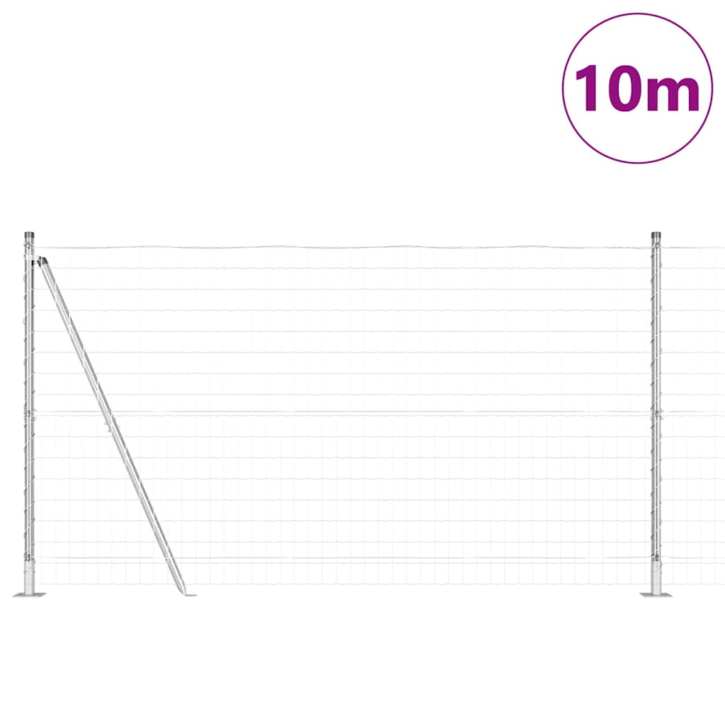 Zaun mit Pfosten Silber 1.2 x 10 m Stahl