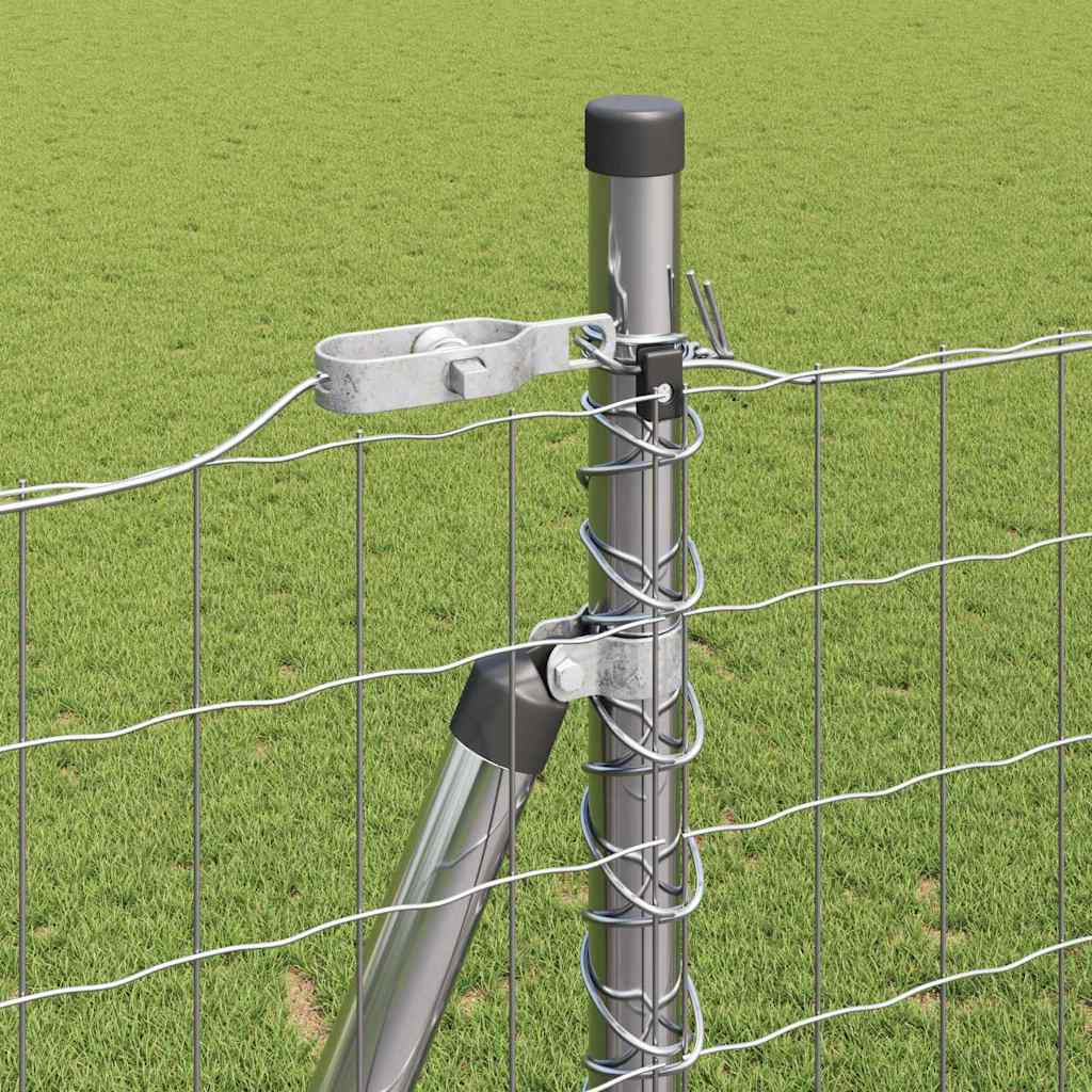 Zaun mit Pfosten Silber 1,5 x 10 m Stahl