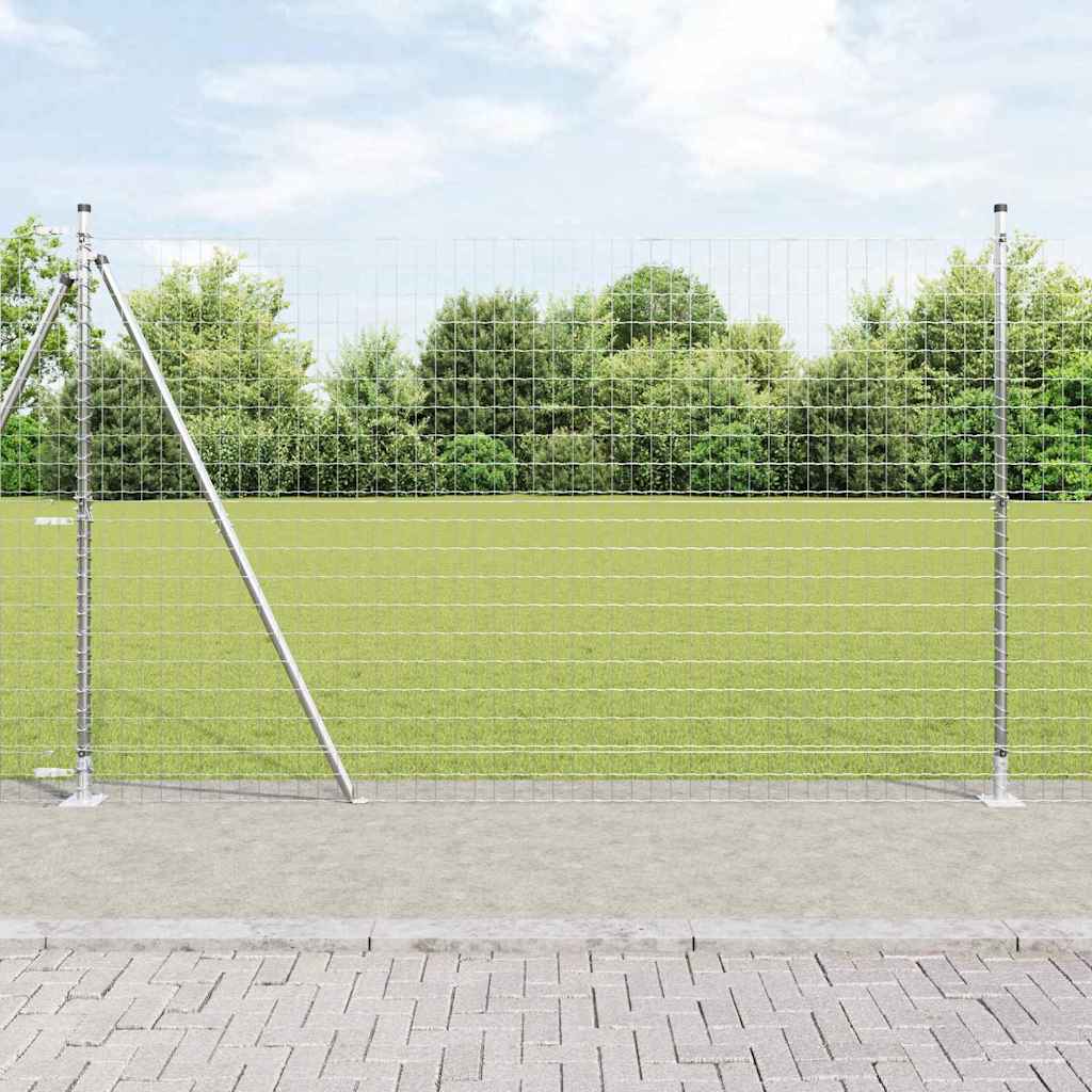 Zaun mit Pfosten Silber 1.5 x 10 m Stahl