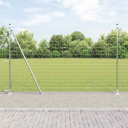 Zaun mit Pfosten Silber 1.5 x 10 m Stahl