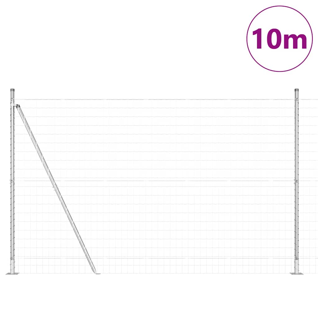 Zaun mit Pfosten Silber 1.5 x 10 m Stahl