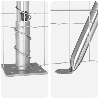 Zaun mit Pfosten Silber 1 x 10 m Stahl