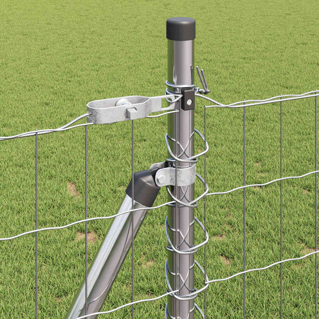 Zaun mit Pfosten Silber 1 x 10 m Stahl