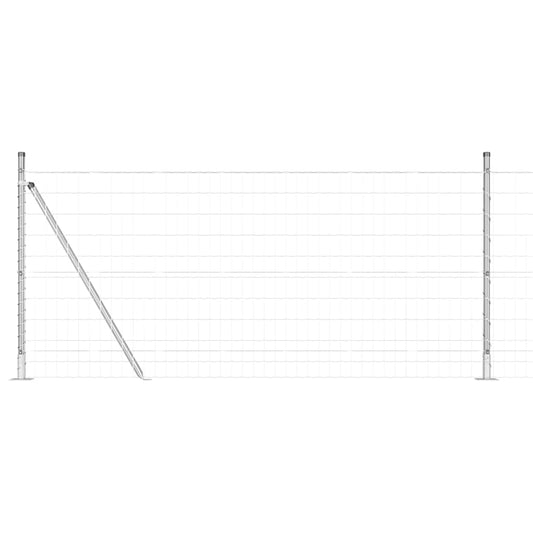 Zaun mit Pfosten Silber 1 x 10 m Stahl