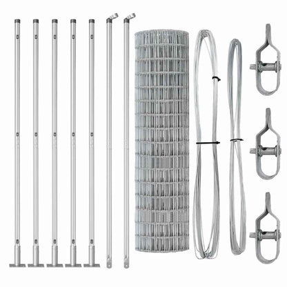 Zaun mit Pfosten Silber 1 x 10 m Stahl