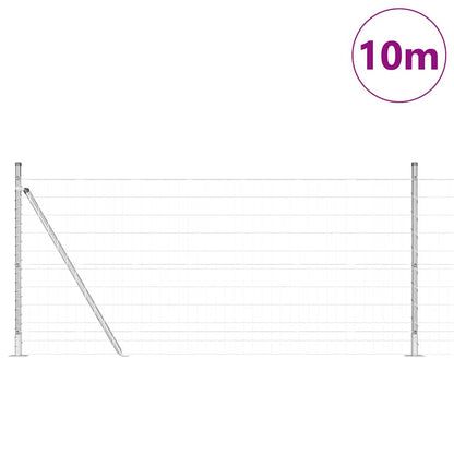 Zaun mit Pfosten Silber 1 x 10 m Stahl