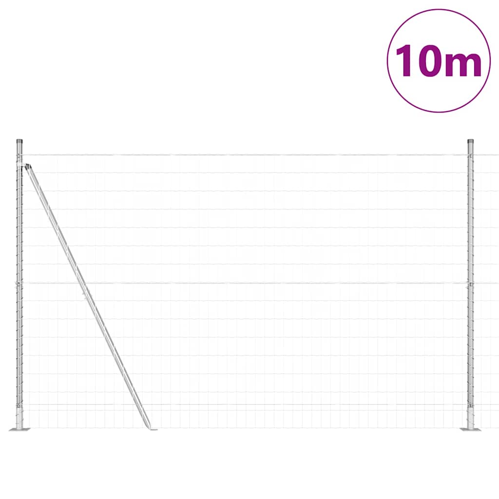 Zaun mit Pfosten Silber 1.4 x 10 m Stahl