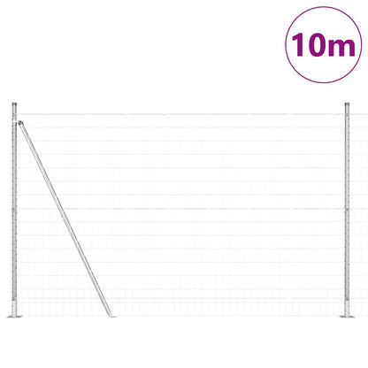 Zaun mit Pfosten Silber 1.4 x 10 m Stahl