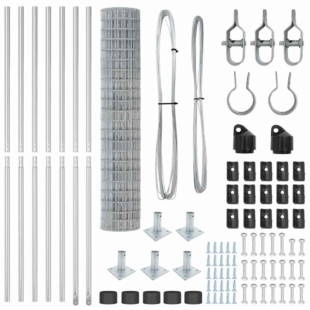 Zaun mit Pfosten Silber 1.6 x 10 m Stahl