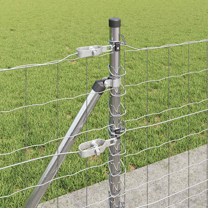 Zaun mit Pfosten Silber 0,4 x 10 m Stahl