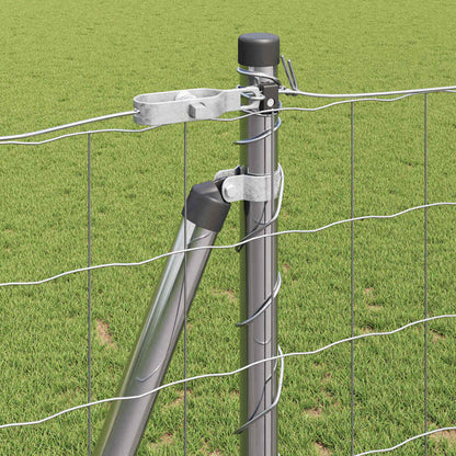 Zaun mit Pfosten Silber 1,2 x 10 m Stahl