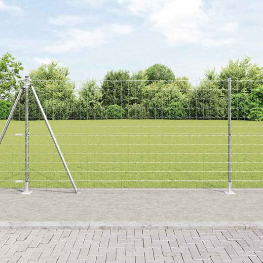 Zaun mit Pfosten Silber 1.2 x 10 m Stahl