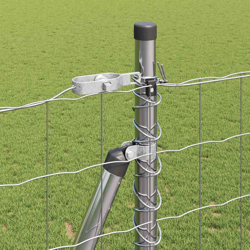 Zaun mit Pfosten Silber 1,4 x 10 m Stahl