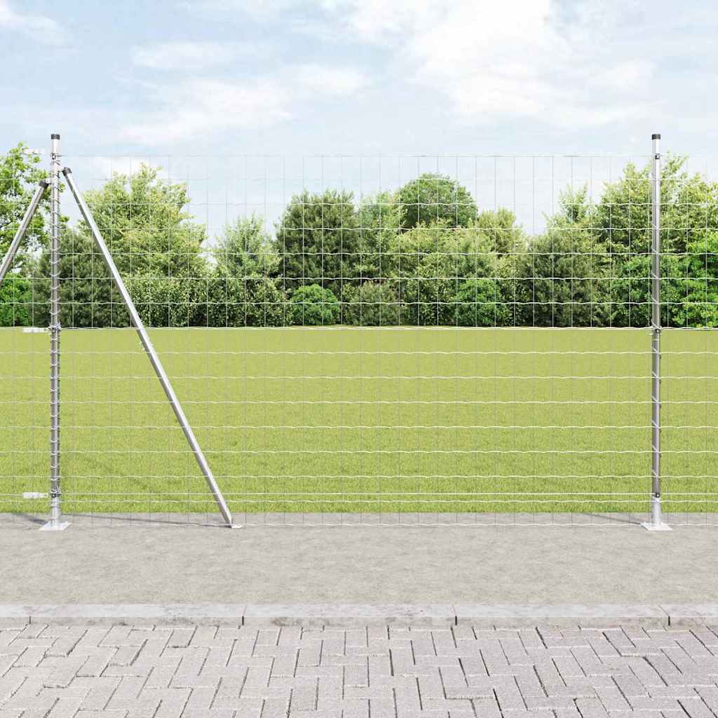 Zaun mit Pfosten Silber 1.4 x 10 m Stahl