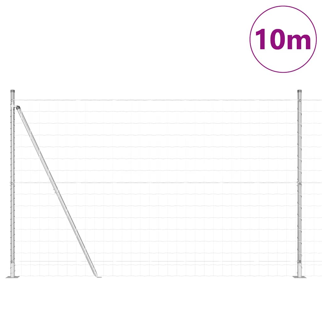 Zaun mit Pfosten Silber 1.4 x 10 m Stahl
