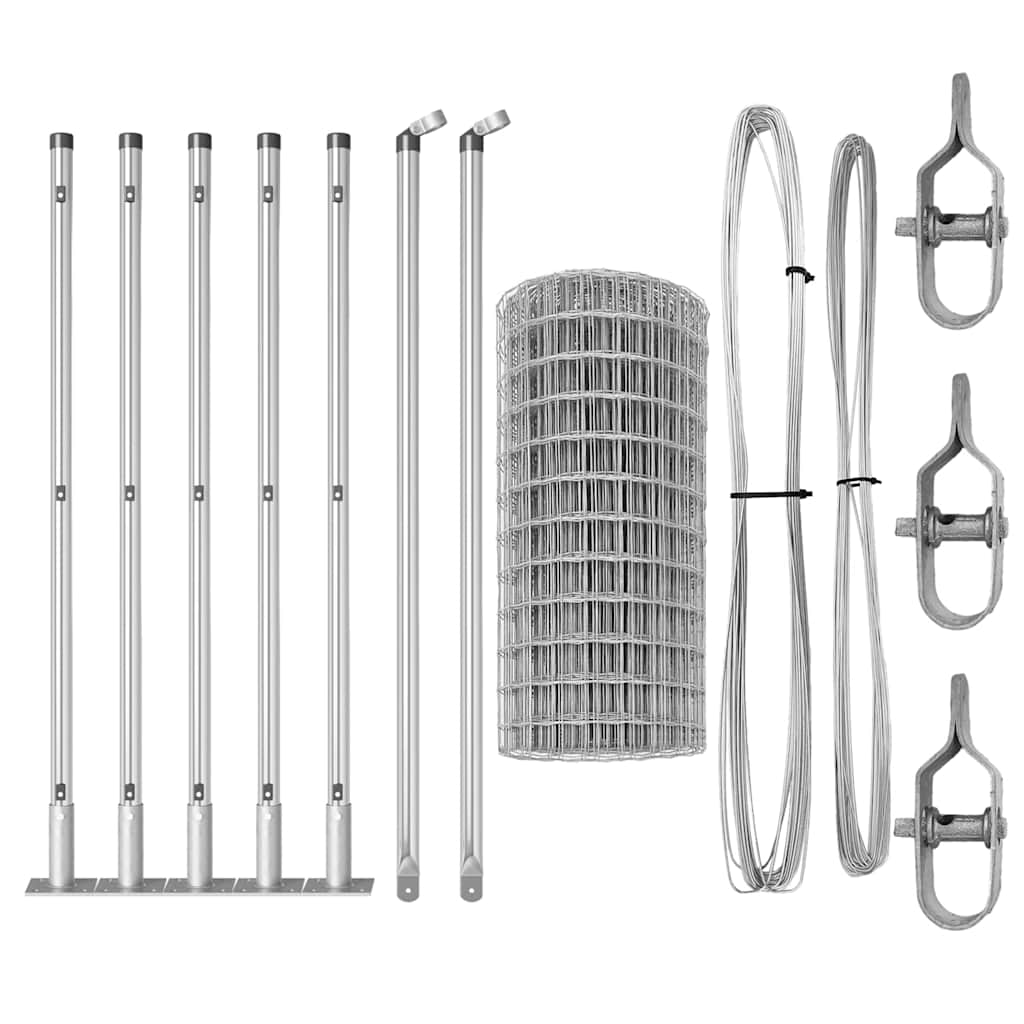Zaun mit Pfosten Silber 0,4 x 10 m Stahl