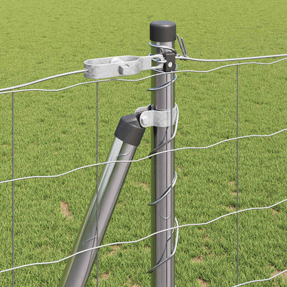 Zaun mit Pfosten Silber 1,2 x 10 m Stahl