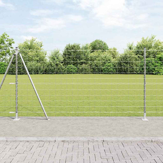 Zaun mit Pfosten Silber 1.2 x 10 m Stahl
