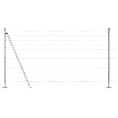 Zaun mit Pfosten Silber 1.2 x 10 m Stahl