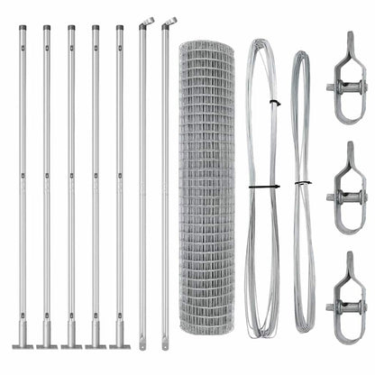 Zaun mit Pfosten Silber 1.5 x 10 m Stahl