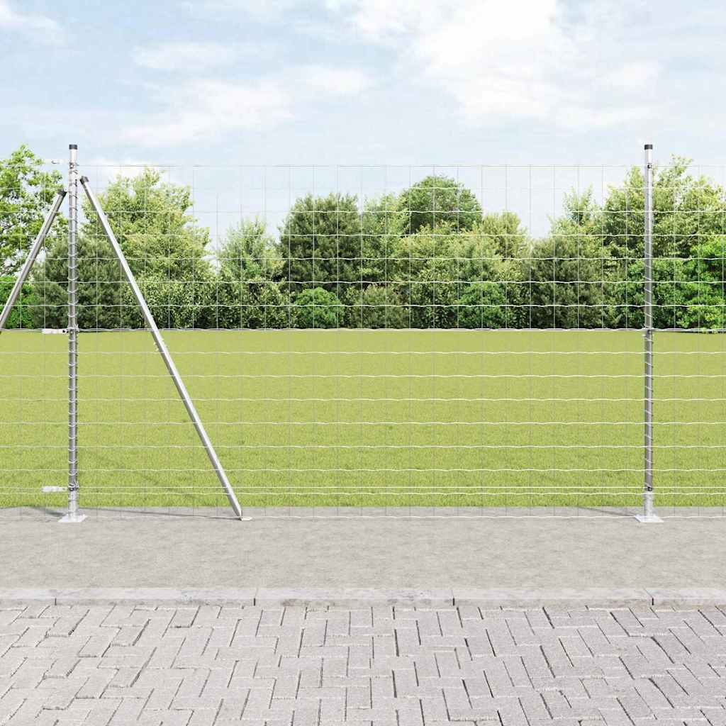 Zaun mit Pfosten Silber 1.6 x 10 m Stahl