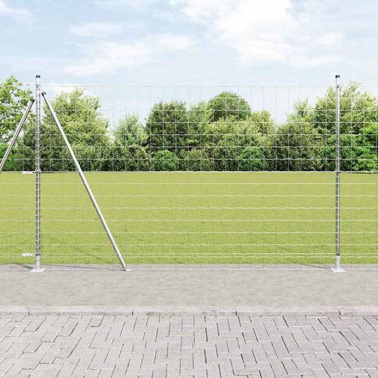 Zaun mit Pfosten Silber 1.6 x 10 m Stahl