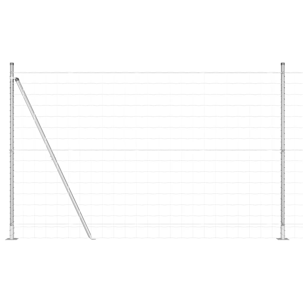 Zaun mit Pfosten Silber 1.6 x 10 m Stahl