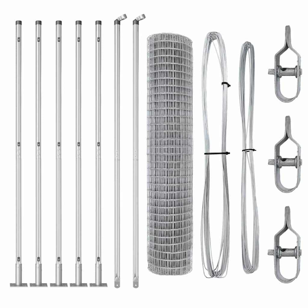 Zaun mit Pfosten Silber 1.6 x 10 m Stahl