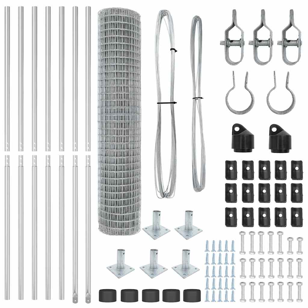 Zaun mit Pfosten Silber 1.6 x 10 m Stahl